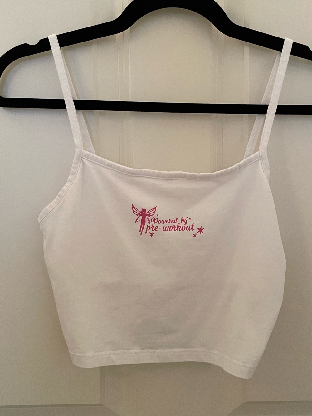 Gymshark White Cropped Tank with Pink Graphic